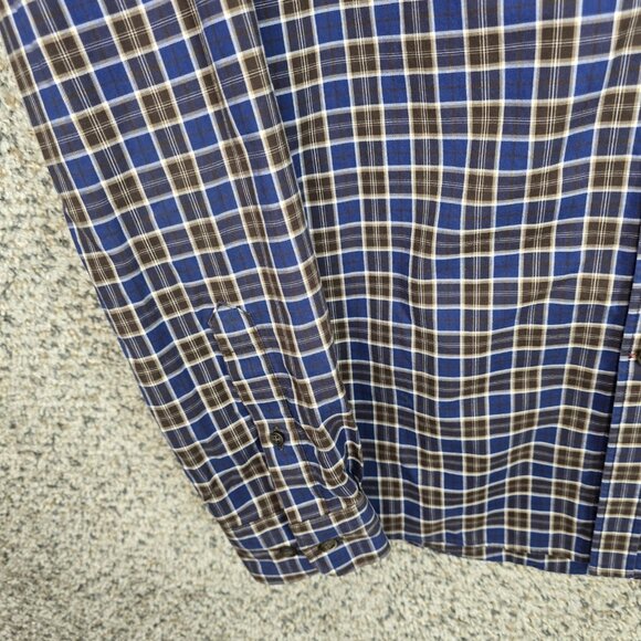Jos A Bank Shirt Mens Medium Blue Plaid Button Up 1905 Modern Fit Casual Cotton - Picture 3 of 7